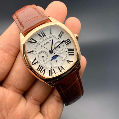 Cartier Leather Brown Automatic Watch A