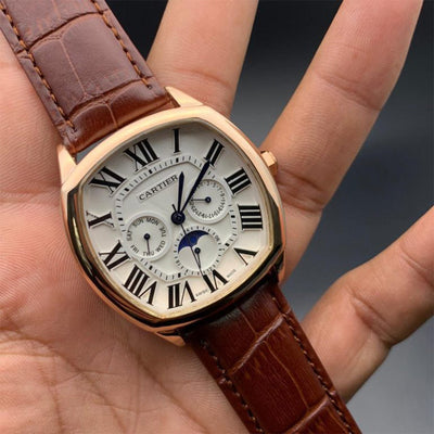 Cartier Leather Brown Automatic Watch A