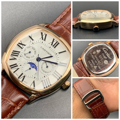 Cartier Leather Brown Automatic Watch A