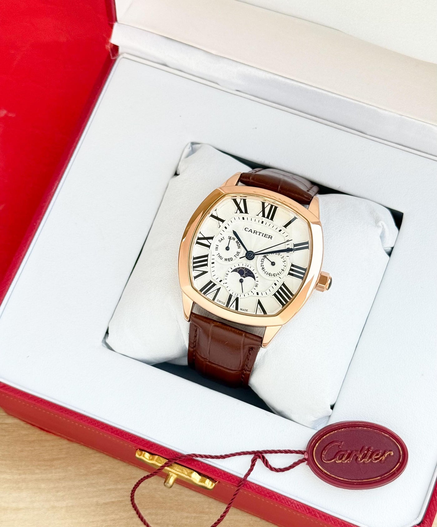 Cartier Leather Brown Automatic Watch A