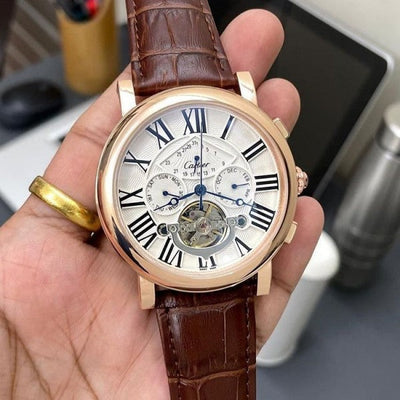Cartier Leather Brown Automatic Watch D