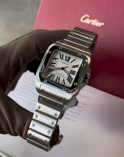 CARTIER SANTOS STAINLESS STEEL AUTOMATIC WATCH