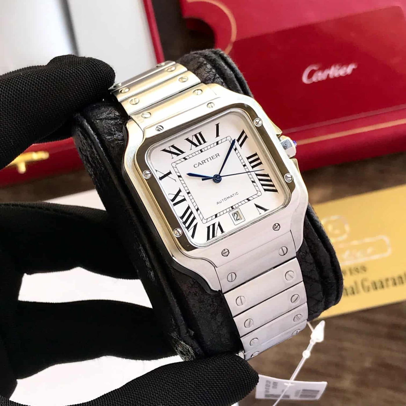 CARTIER SANTOS STAINLESS STEEL AUTOMATIC WATCH