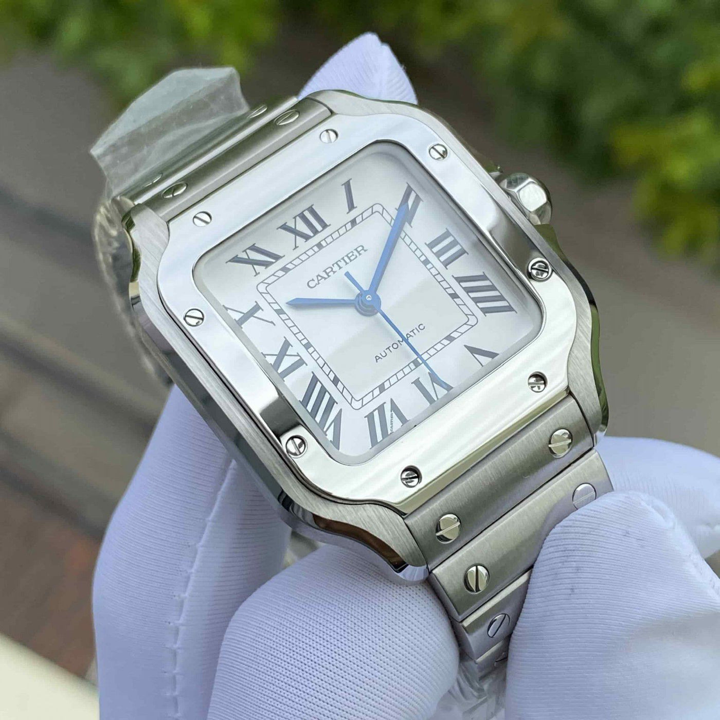 CARTIER SANTOS STAINLESS STEEL AUTOMATIC WATCH