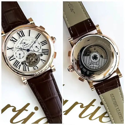 Cartier Leather Brown Automatic Watch D