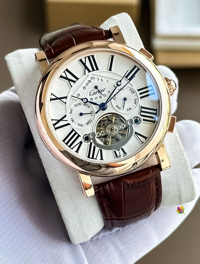 Cartier Leather Brown Automatic Watch D