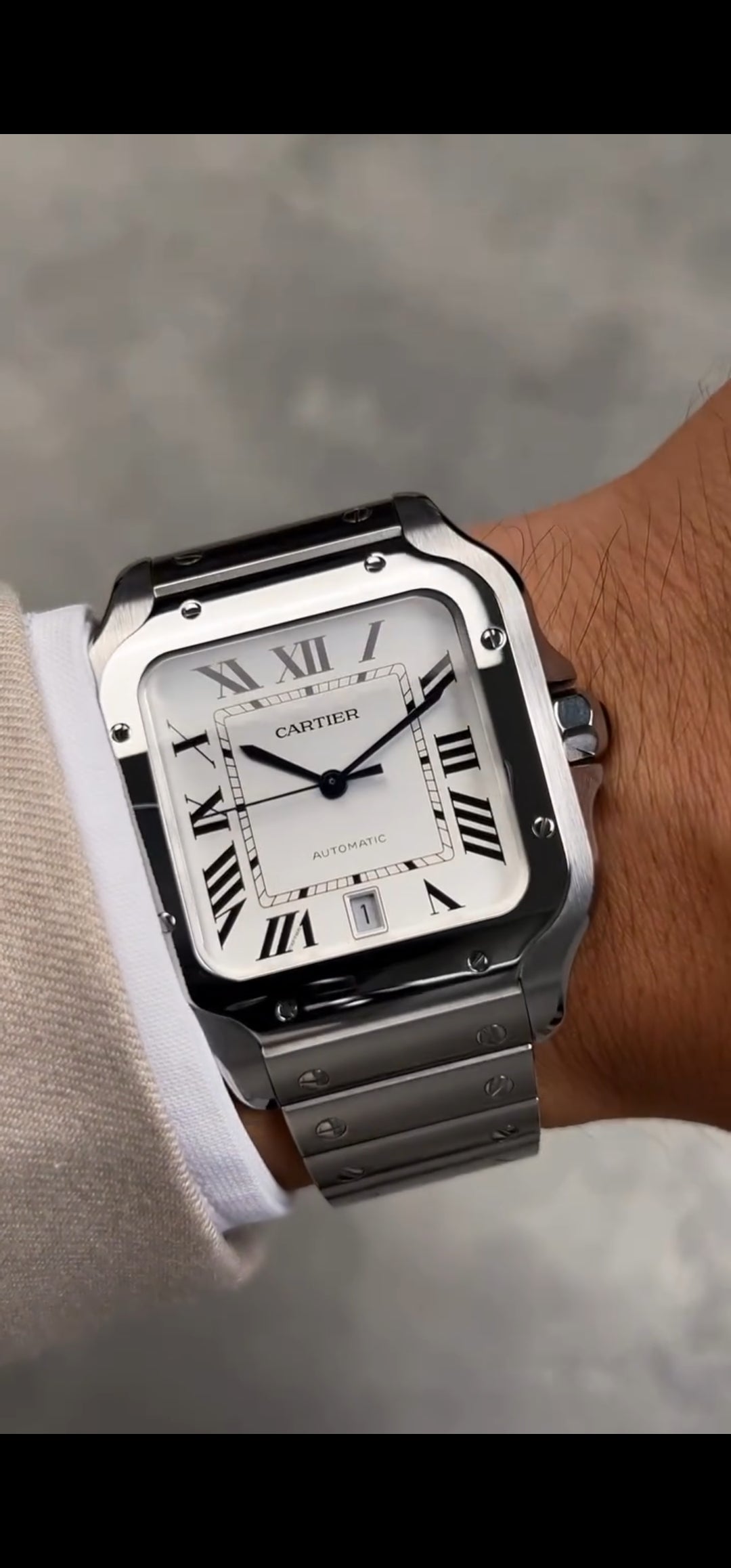 CARTIER SANTOS STAINLESS STEEL AUTOMATIC WATCH