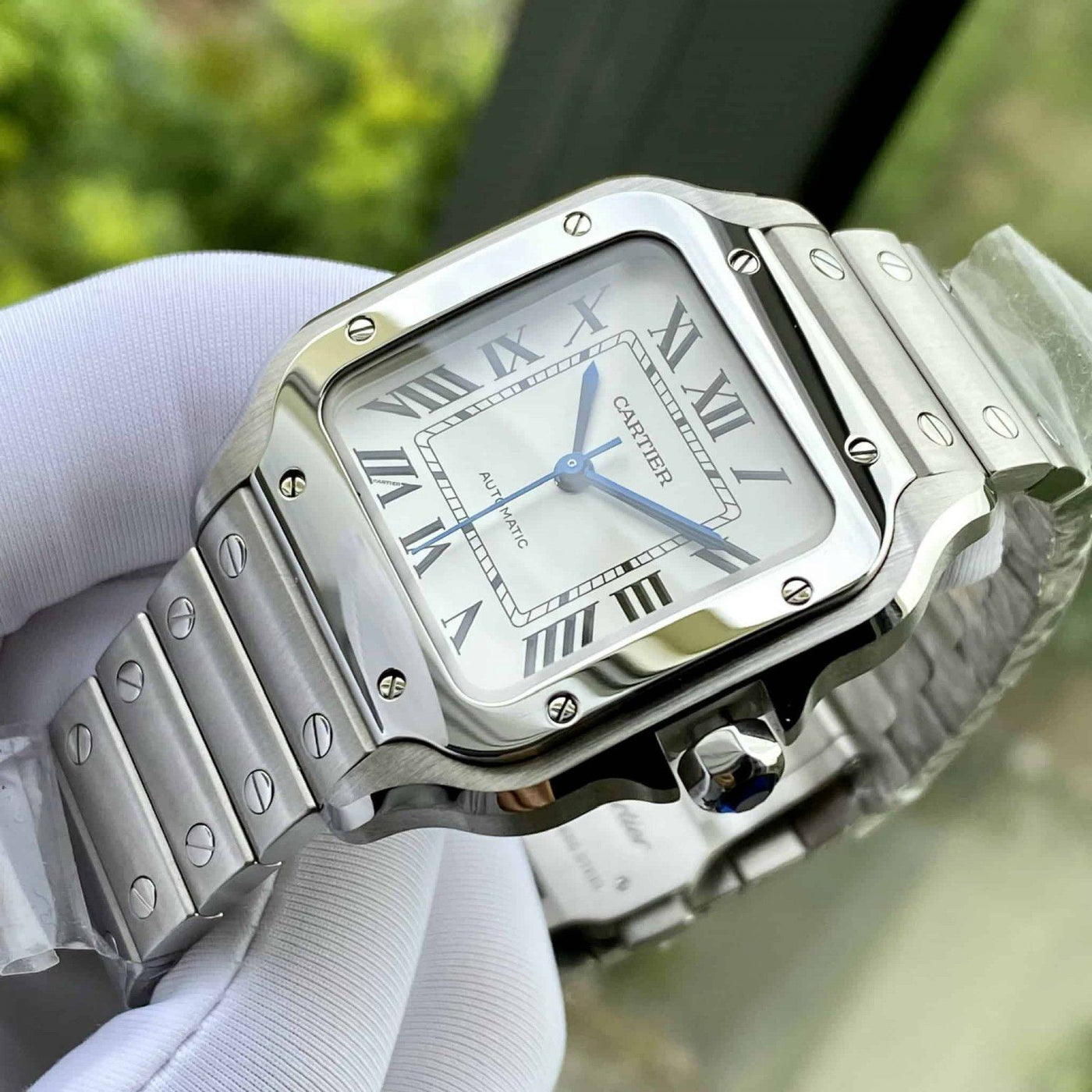 CARTIER SANTOS STAINLESS STEEL AUTOMATIC WATCH